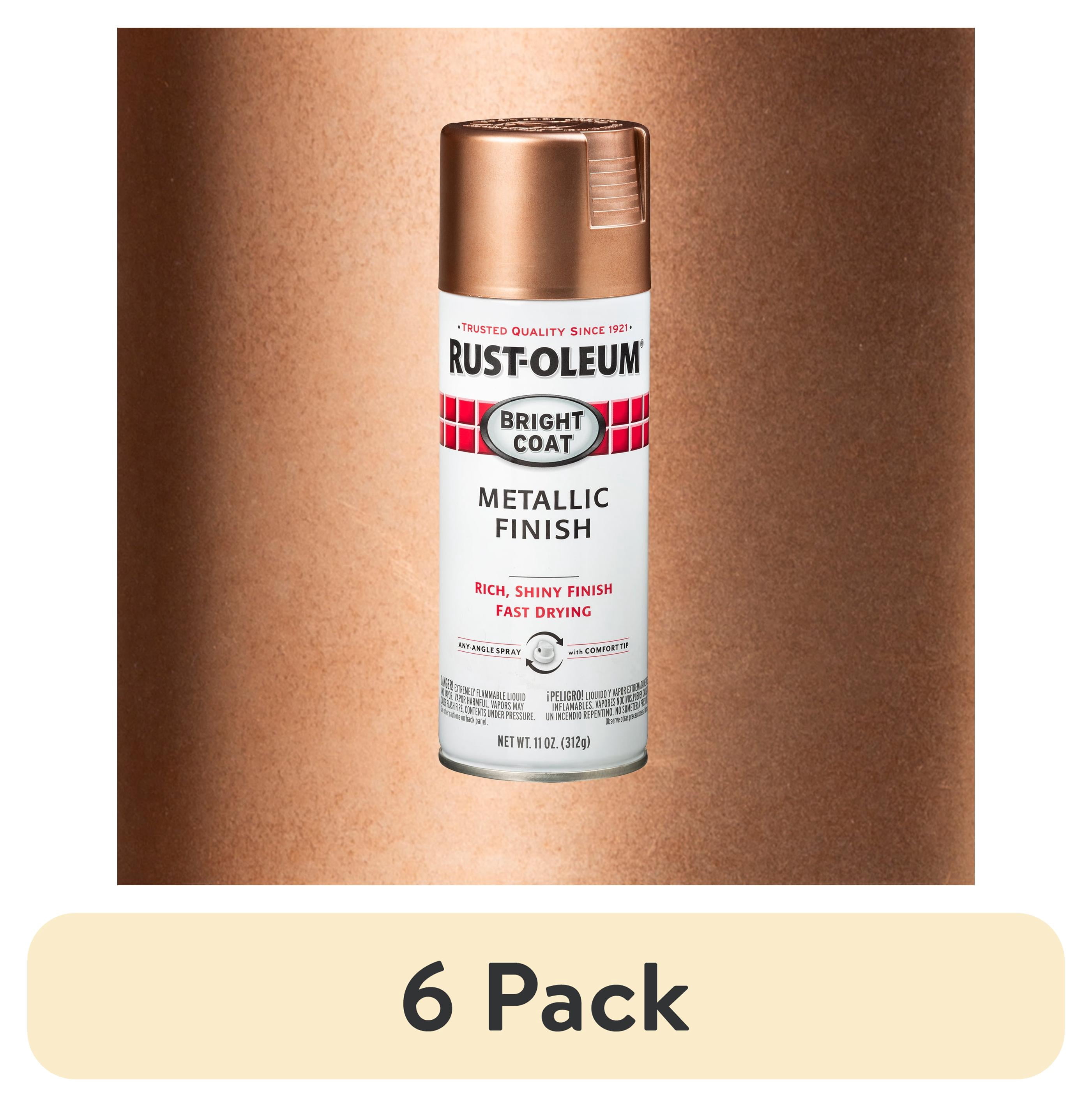 (6 pack) Rose Gold, Rust-Oleum Stops Rust Bright Coat Metallic Spray Paint-344733, 11 oz