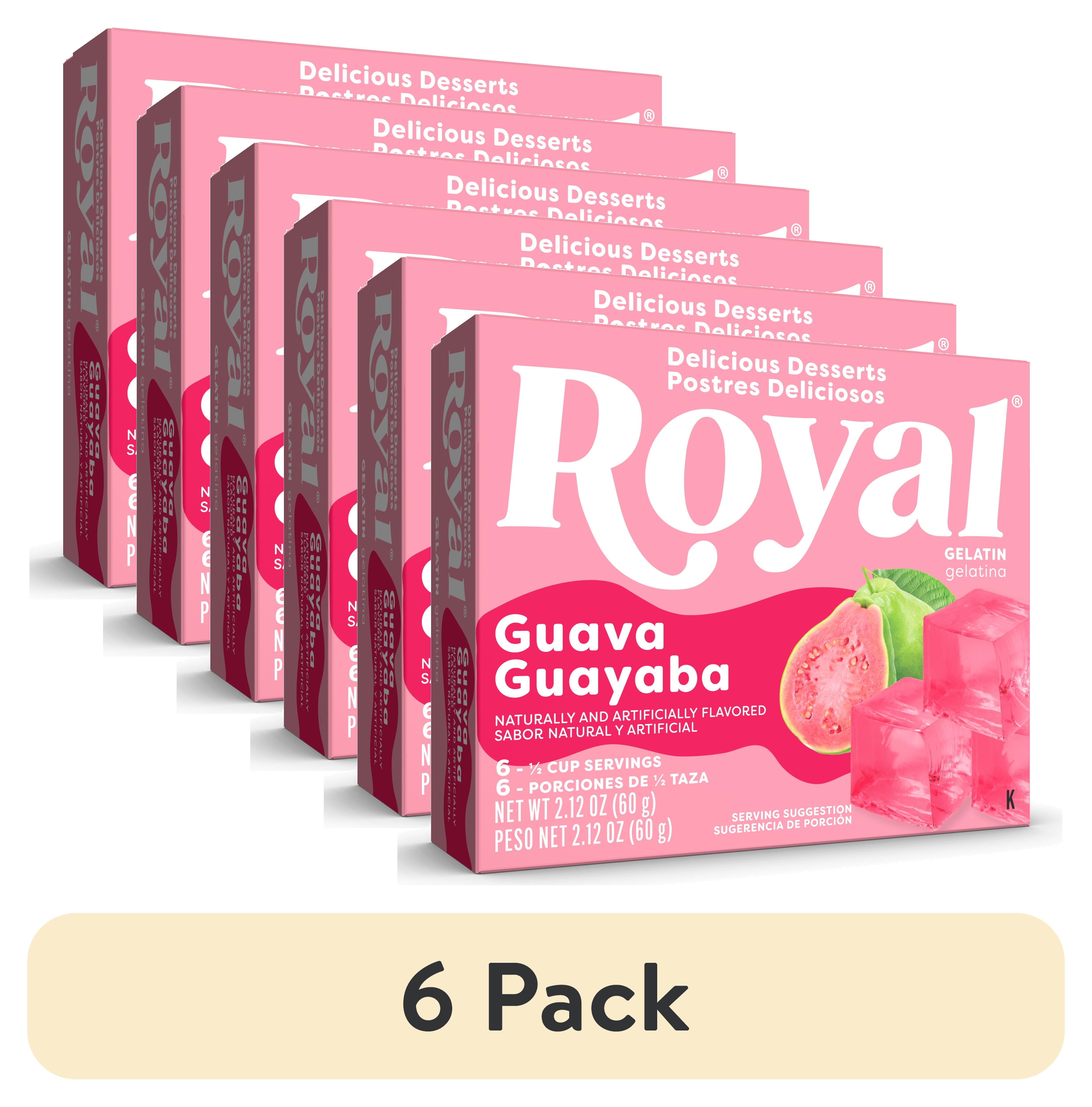 (6 pack) Royal Guava Gelatin Dessert Mix, Fat-Free, 6 Servings, 2.12 oz Box
