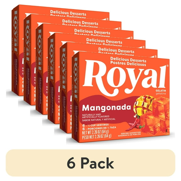 (6 pack) Royal Mangonada Gelatin Dessert Mix, Fat-Free, 6 Servings, 2.26 oz Box