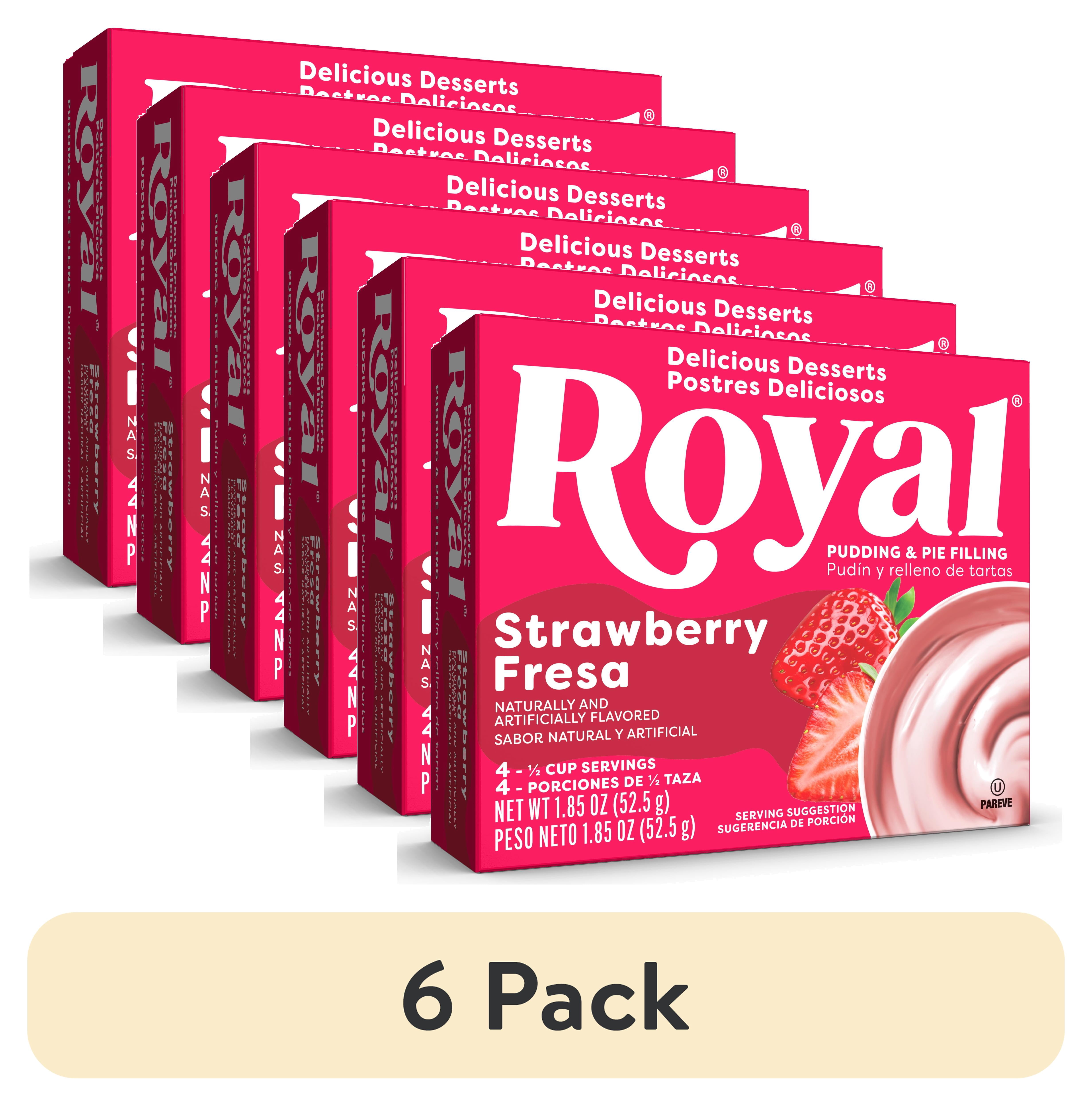(6 pack) Royal Strawberry Instant Pudding Mix and Pie Filling, Fat-Free, 4 Servings, 1.85 oz Box