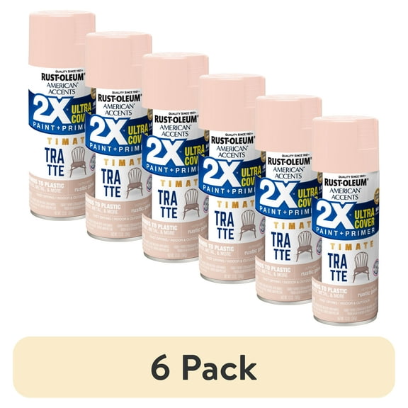 (6 pack) Rustic Pink, Rust-Oleum American Accents 2X Ultra Cover Ultra Matte Spray Paint, 12 oz