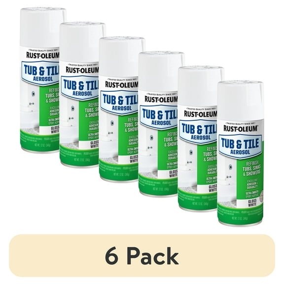 (6 pack) Rust-Oleum Tub and Tile White Spray Paint-280882, 12 oz