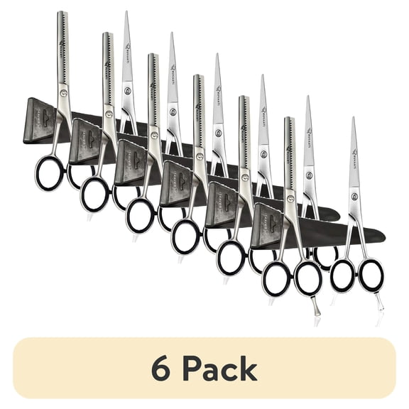 (6 pack) Ruvanti Professional Hair Cutting Scissors Kit/Thinning Shears/Barber/Hair Scissors Tools Set 6.5" Premium Japanese Stainless Steel Texturing Scissor/Thinning Scissors/Barber Scissors For Men/Women