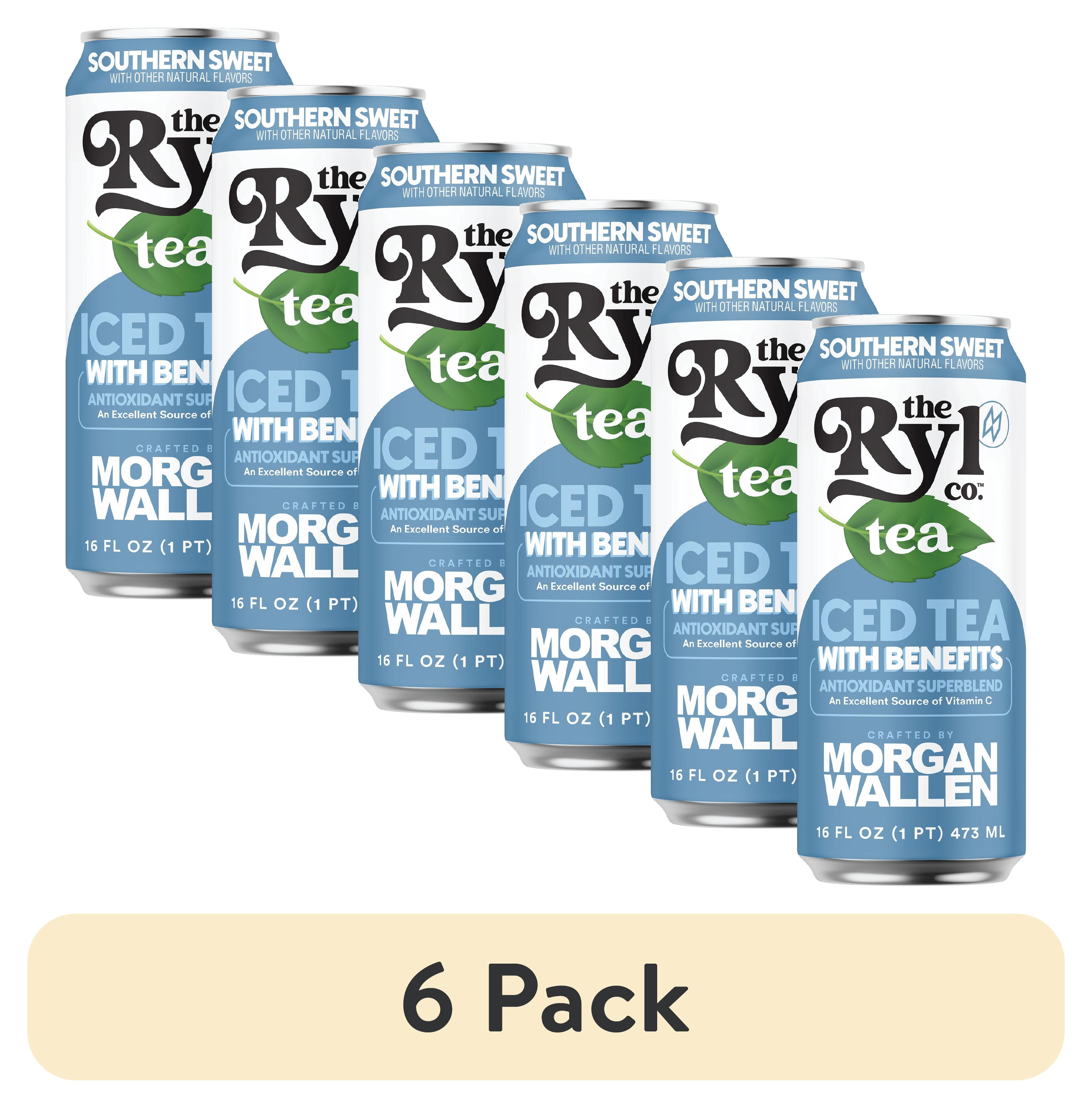 (6 pack) Ryl Iced Tea Morgan Wallen Sweet Tea, Zero Sugar Black Tea, Antioxidant Superblend, 16 fl oz Ready-to-Drink Can