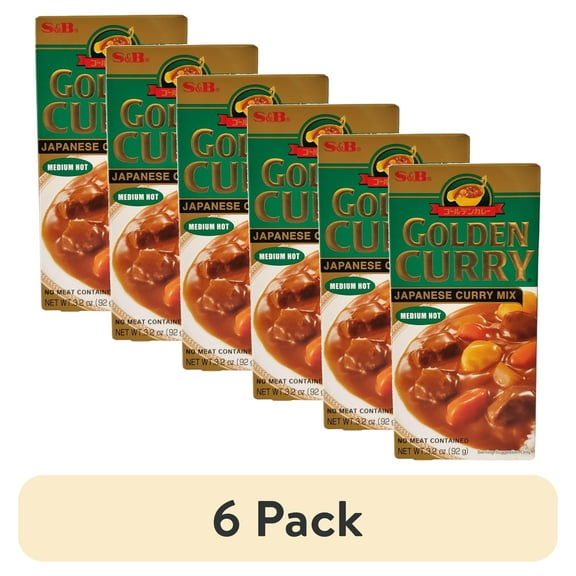 (6 pack) S&B Golden Curry Sauce Mix, Medium Hot, 3.2 Oz