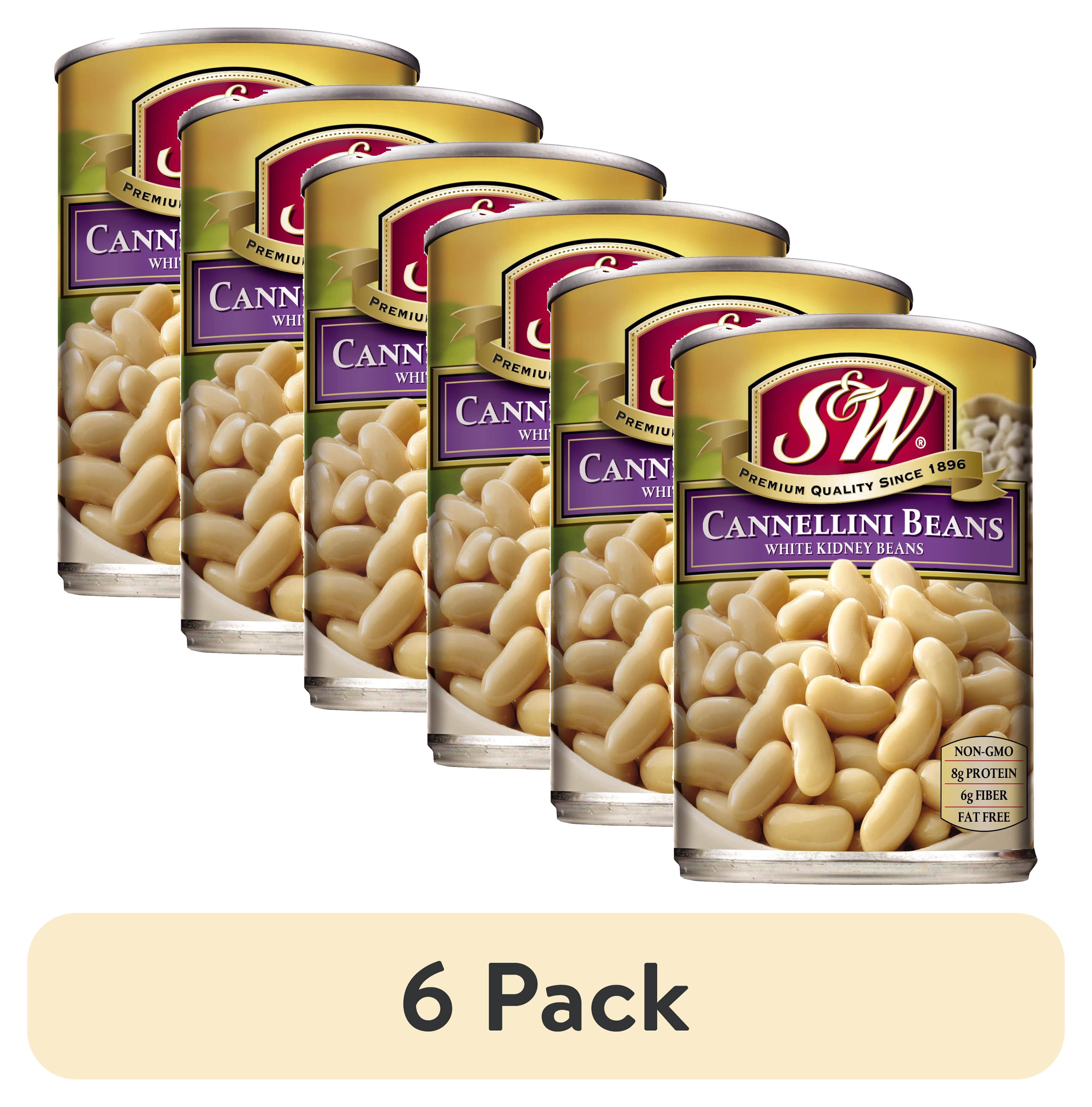 (6 pack) S&W Cannellini Beans - White Kidney Beans - 15.5 oz. Can