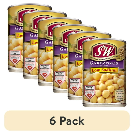 (6 pack) S&W Garbanzo Beans - Low Sodium - 15.5 oz. Can