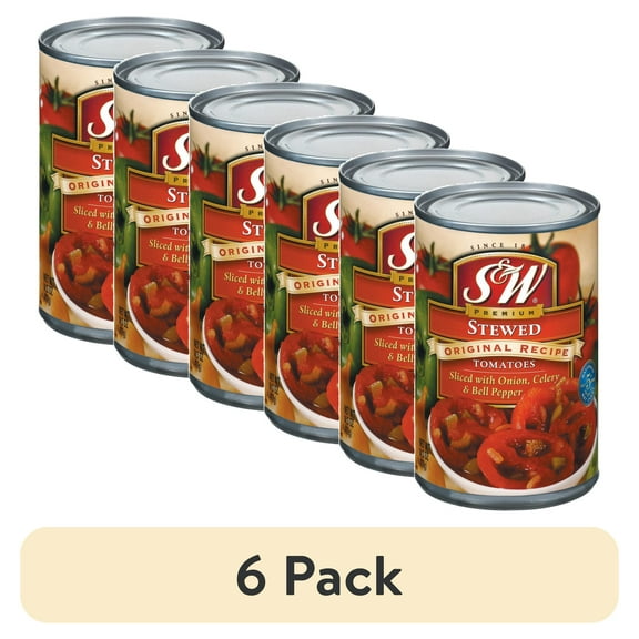 (6 pack) S&W Premium Canned Stewed Tomatoes, 14.5 oz Can