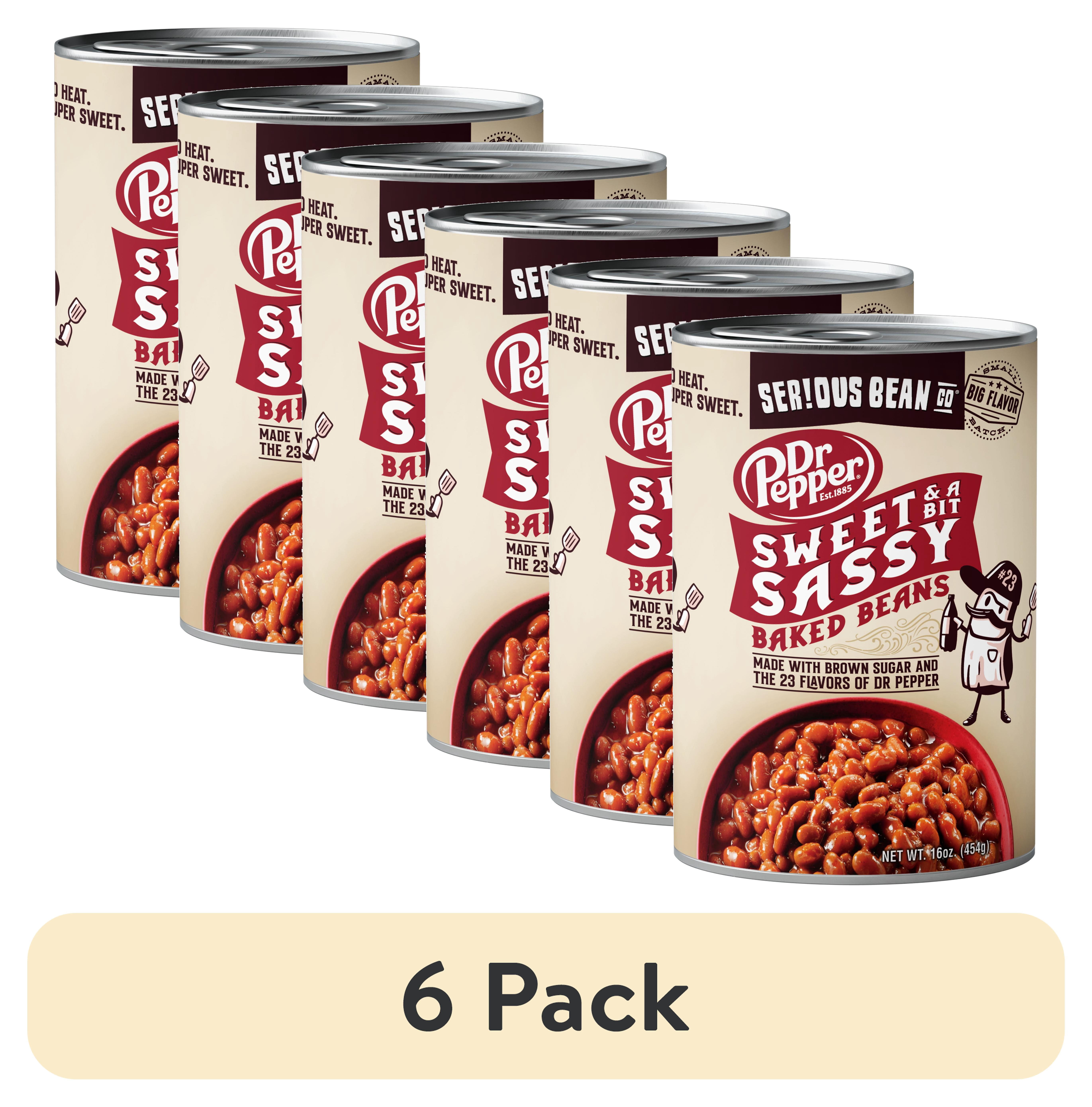 (6 pack) SERIOUS Bean Co Sweet and a Bit Sassy Dr Pepper Baked Beans, 16 Oz Can
