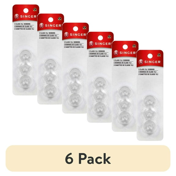 (6 pack) SINGER Clear Plastic Class 15J Bobbins, 3 Count