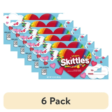 (6 pack) SKITTLES Original Chewy Valentines Day Candy Gift Box - 3.5 oz