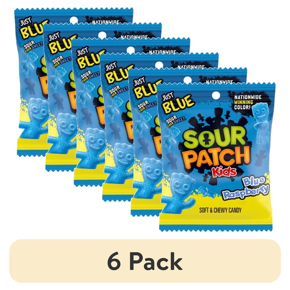 (6 pack) SOUR PATCH KIDS Blue Raspberry Soft & Chewy Gummy Candy, 3.6 oz
