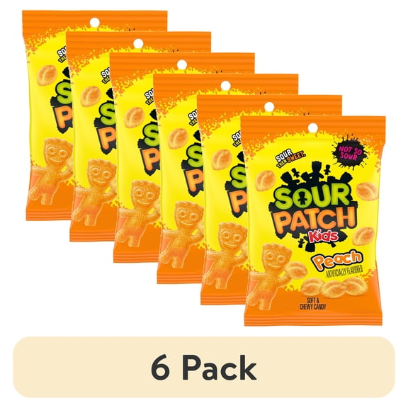 (6 pack) SOUR PATCH KIDS Peach Soft and Chewy Candy, 8.07 oz