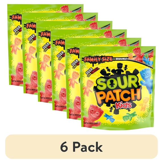(6 pack) SOUR PATCH KIDS Soft & Chewy Gummy Candy, Family Size, Bulk Candy, 1.8 lb
