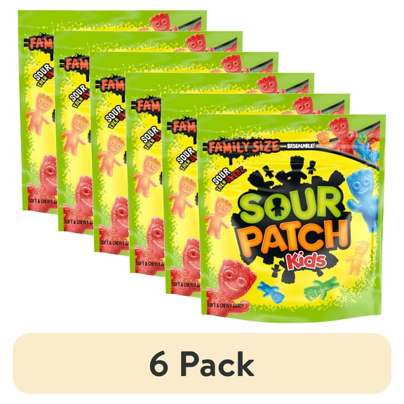 (6 pack) SOUR PATCH KIDS Soft & Chewy Candy, Family Size, 1.8 lb Bag