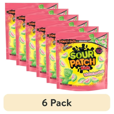 (6 pack) SOUR PATCH KIDS Watermelon Soft & Chewy Candy, Family Size, Bulk Candy, 1.8 lb