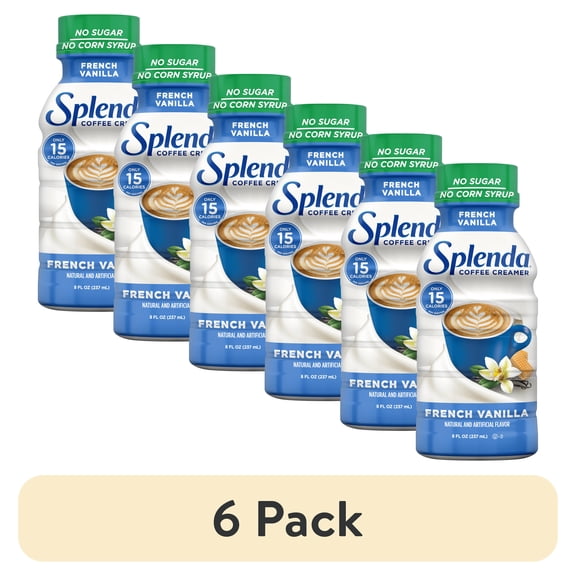 (6 pack) SPLENDA Sugar Free, Low Calorie French Vanilla Coffee Creamer, 8 Fl Ounces Bottle