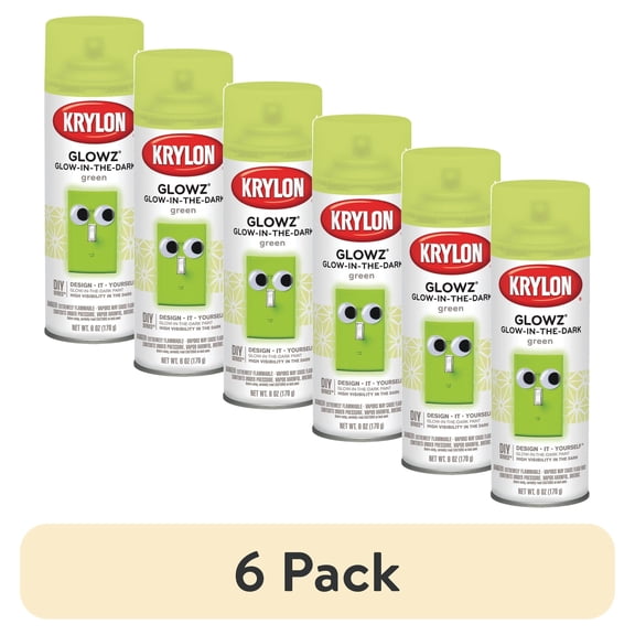 (6 pack) Krylon Glow In The Dark Spray Paint GLOW'NDRK - Multicolor, White - 6 oz
