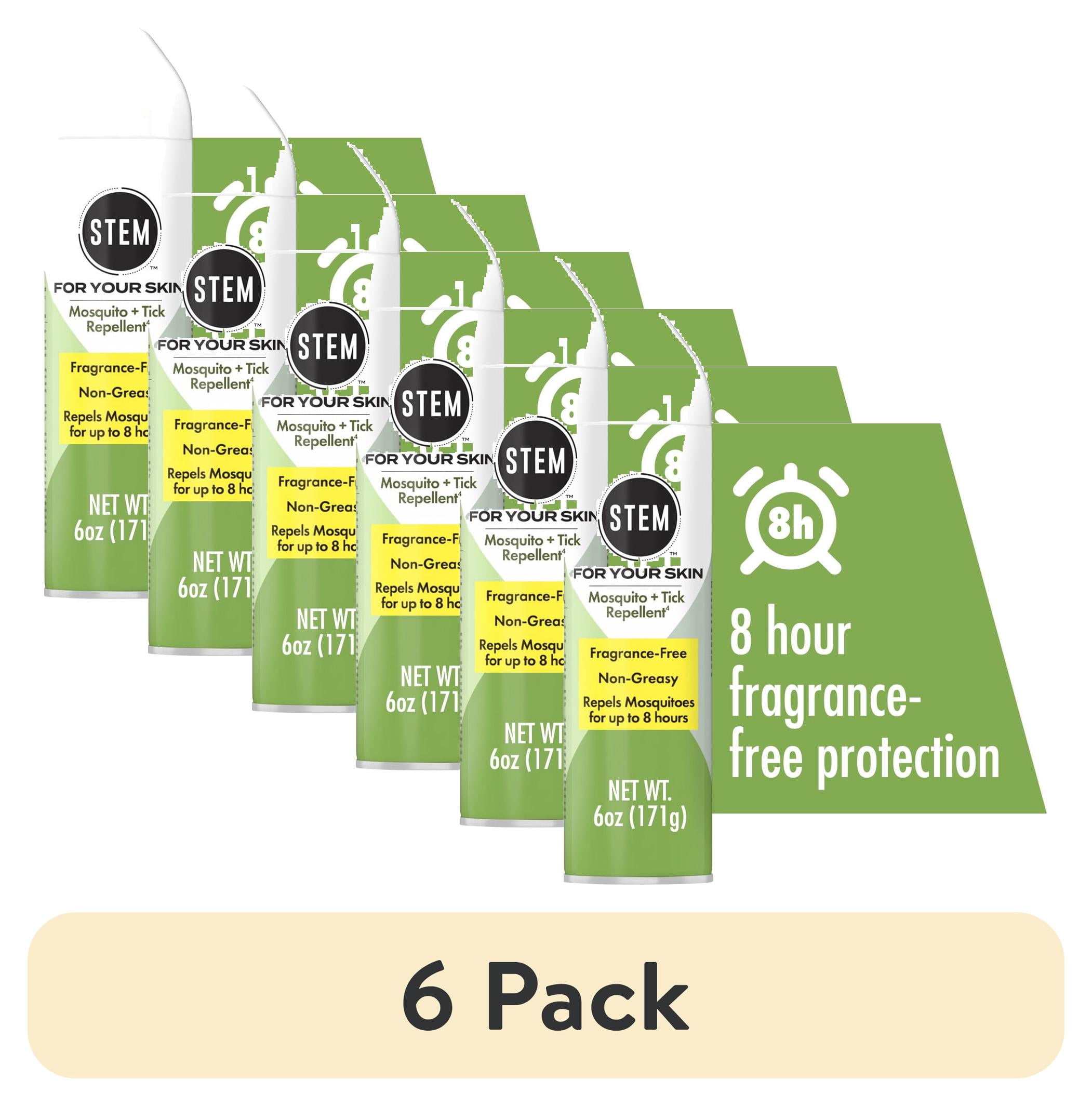 (6 pack) STEM Mosquito & Tick Repellent Bug Spray For Your Skin, Fragrance-Free, 6 oz