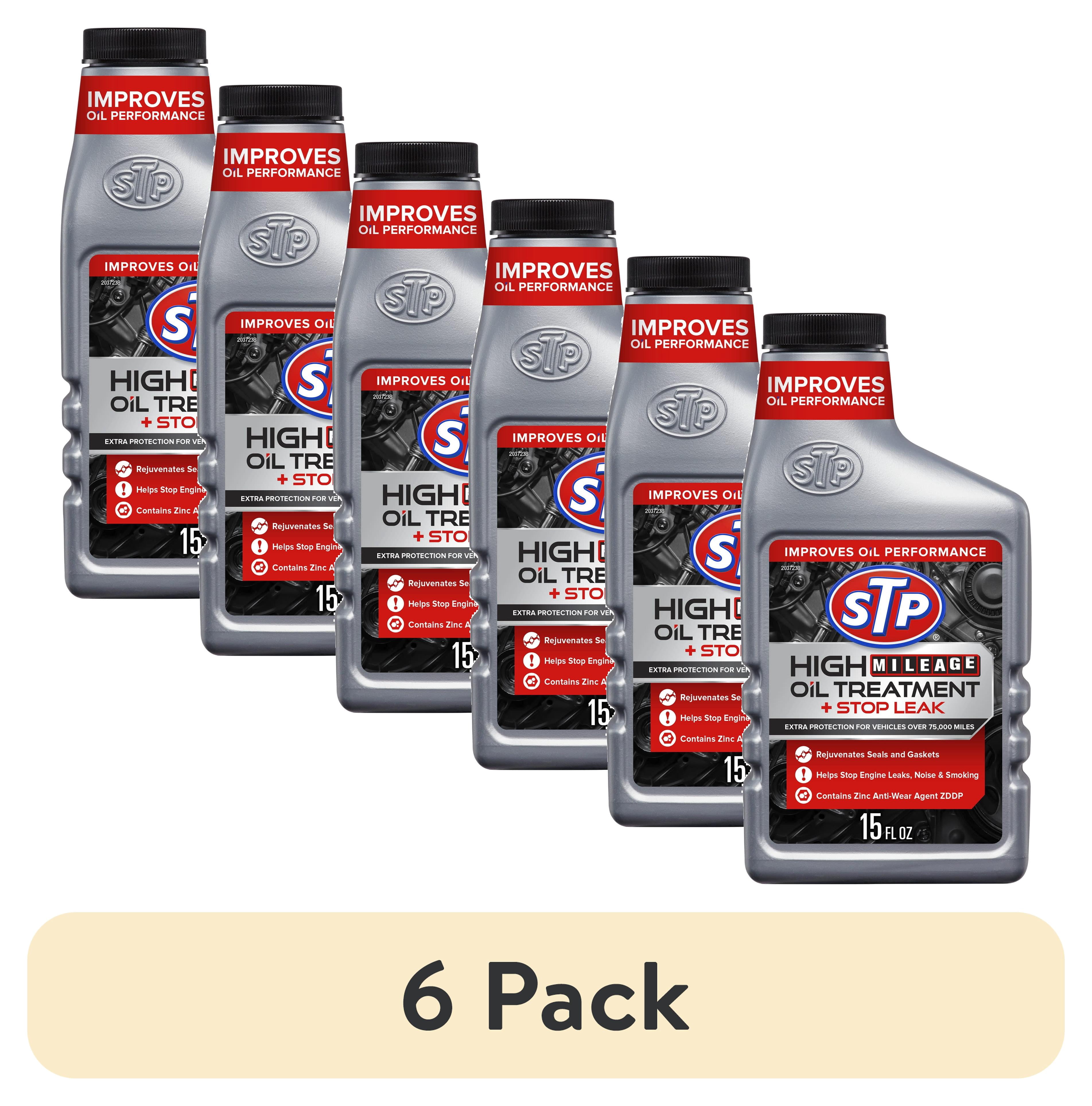 6 pack) STP High Mileage Oil Treatment and Stop Leak Additive, 15