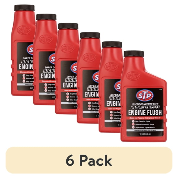 (6 pack) STP Super Concentrated High Mileage Engine Flush (15 fl. oz.)