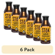 (6 pack) SToK Black, Unsweetened, Light Roast Bright & Mellow Cold Brew Coffee, 48 fl oz Bottle