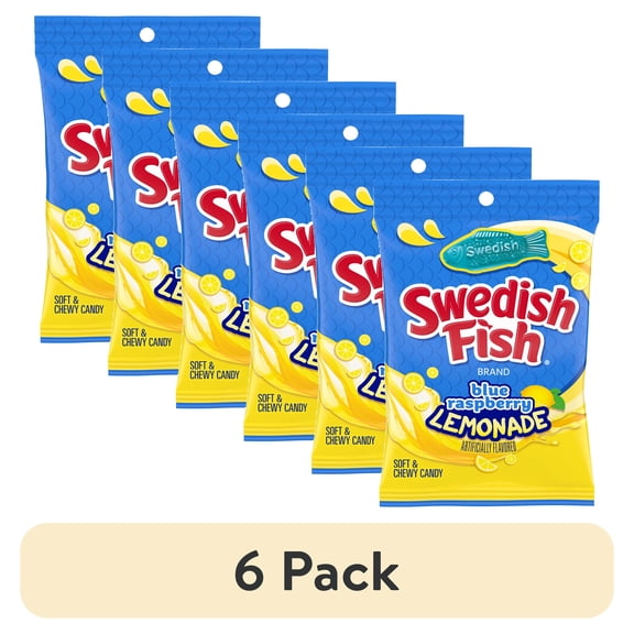 (6 pack) SWEDISH FISH BLUE RASPBERRY LEMONADE SOFT CANDY 8.04 OZ