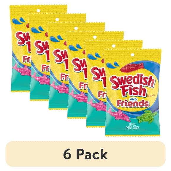 (6 pack) SWEDISH FISH and Friends Soft & Chewy Candy, 8.04 oz