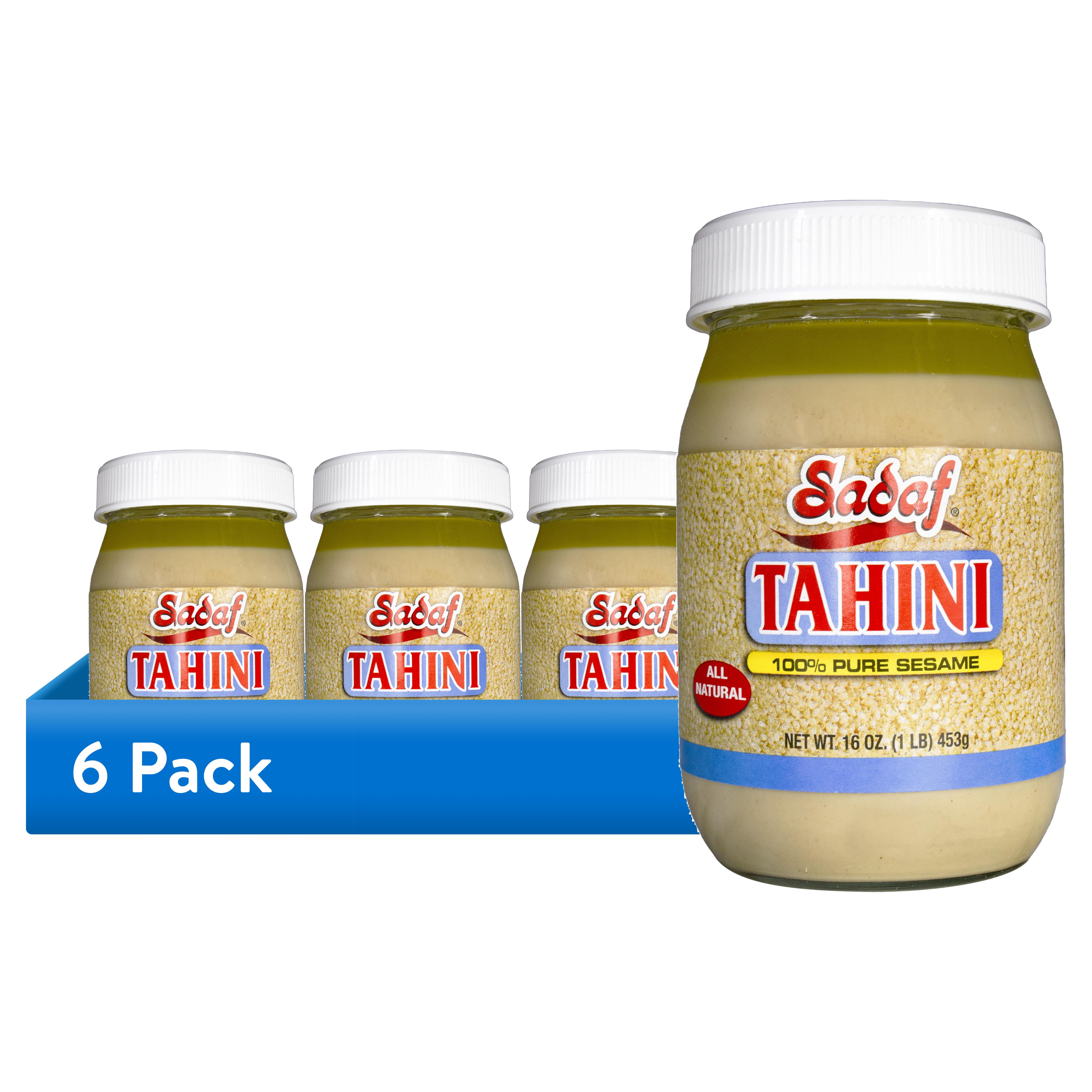 (6 pack) Sadaf Pure Sesame Tahini Sauce, 16 oz Jar