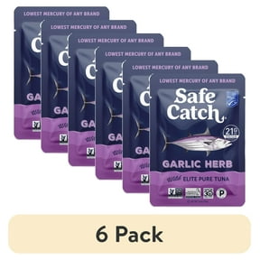 (6 pack) Safe Catch Garlic Herb Wild Elite Pure Tuna, 2.6 oz Pouch – Garlic & Herb Seasoned Wild Tuna in Avocado Oil