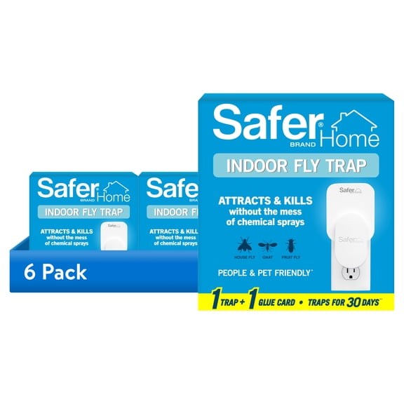 (6 pack) Safer Home Indoor Fly Trap 1 Trap, 1 Glue Card