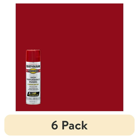 (6 pack) Safety Red, Rust-Oleum Professional High Performance Gloss Enamel Spray Paint-7564838, 15 oz