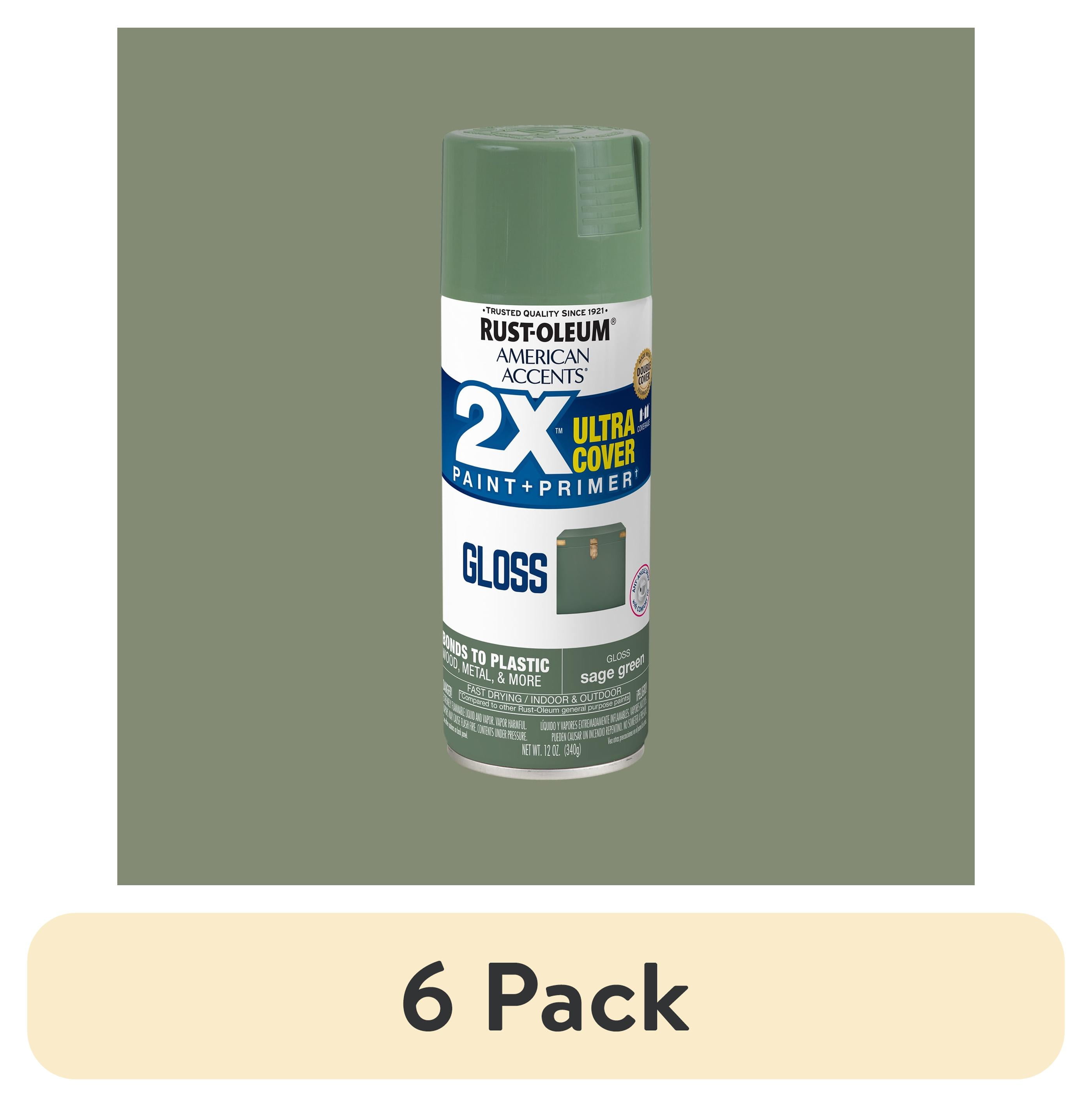 6 pack) Sage Green, Rust-Oleum American Accents 2X Ultra Cover