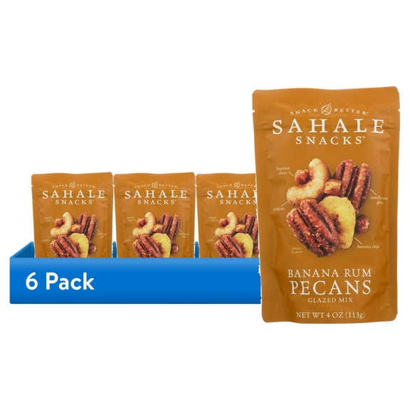(6 pack) Sahale Snacks Glazed Mix of Banana Rum Flavored Pecans, 4oz Bag  Sweet & Savory Nut Blend, Gluten-Free, Non-GMO