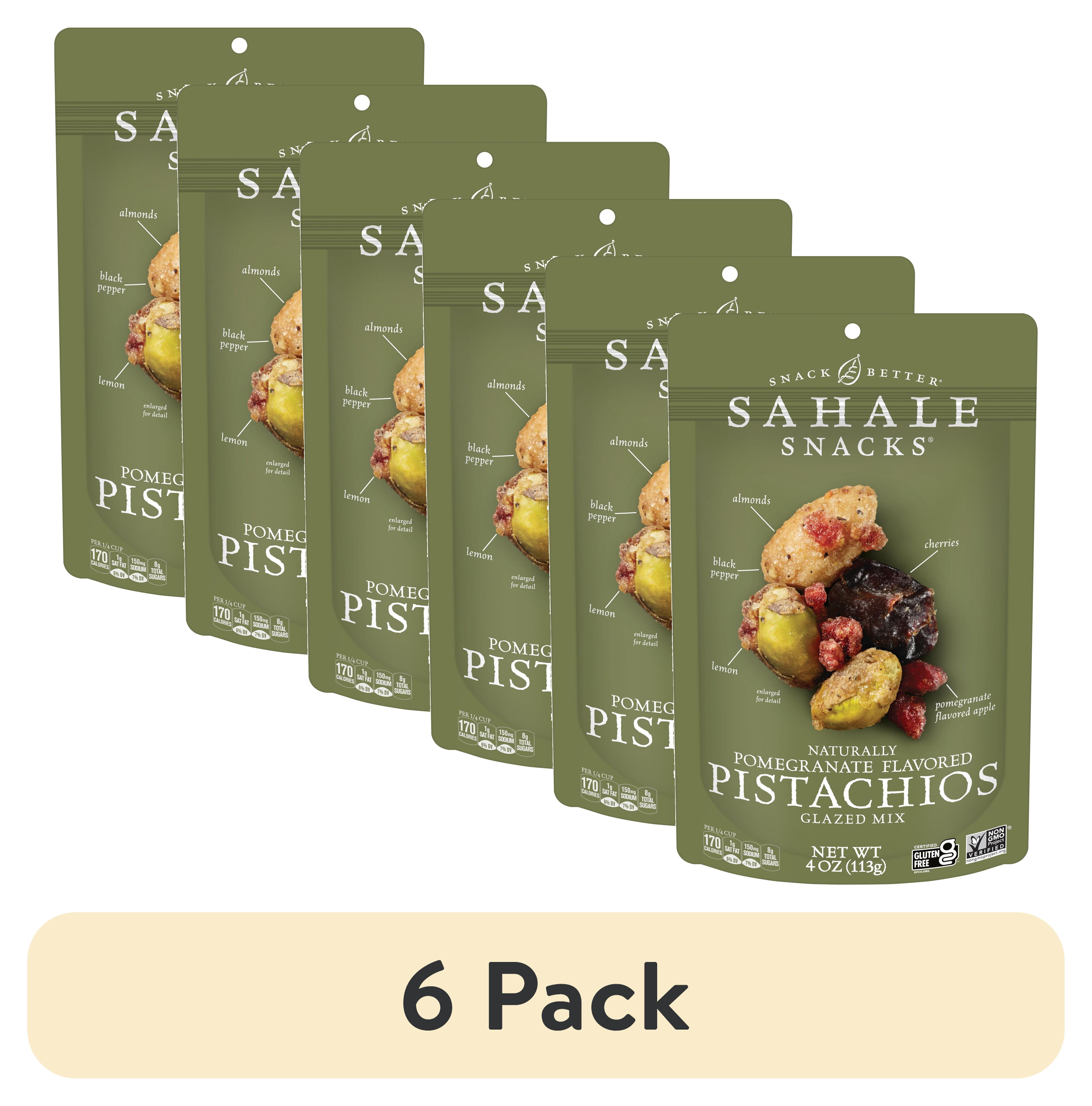 (6 pack) Sahale Snacks Glazed Mix of Naturally Pomegranate Flavored Pistachios, 4oz Pouch Sweet & Savory Nut Blend, Gluten-Free, Non-GMO