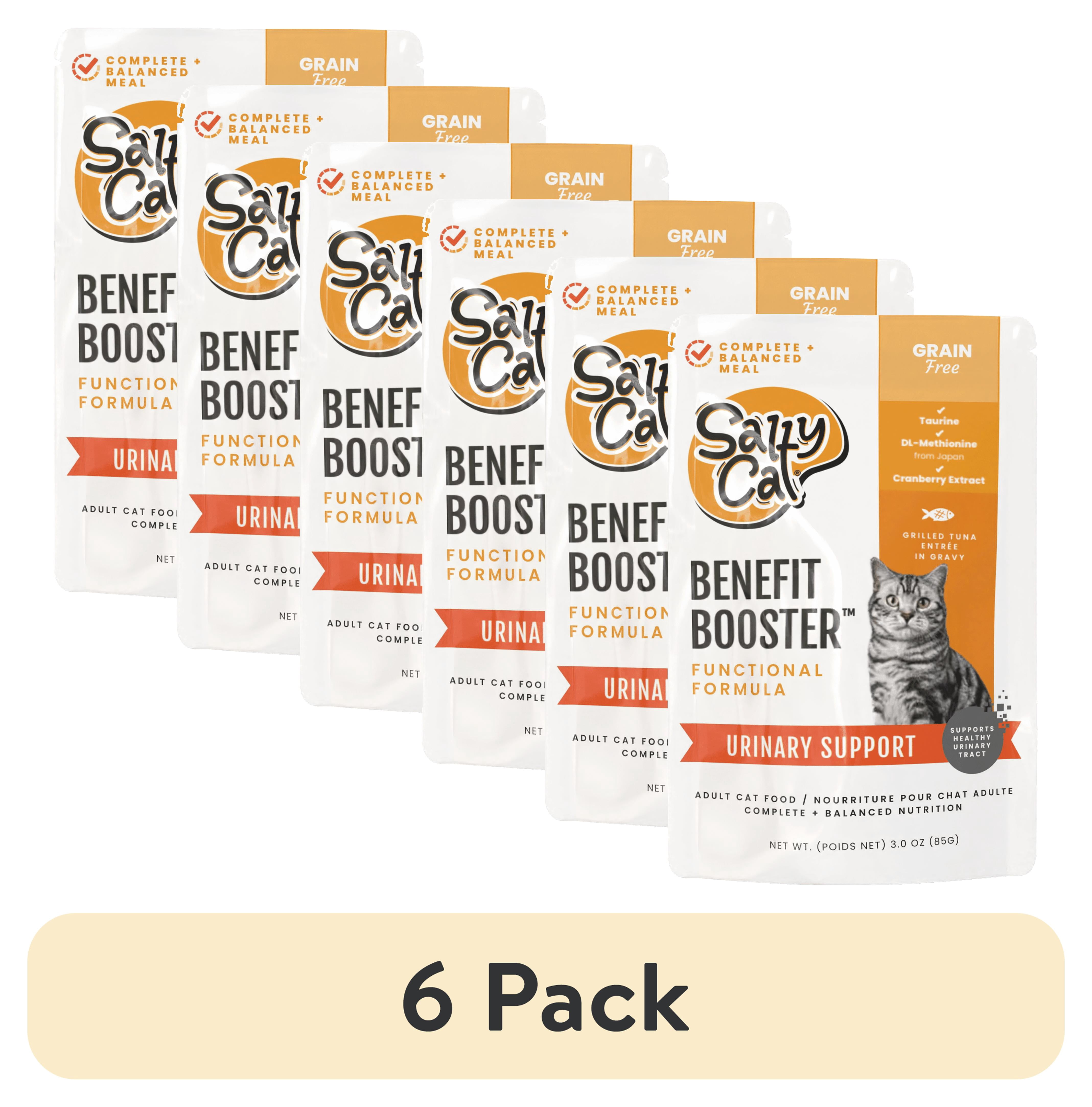 (6 pack) Salty Cat Benefit Booster Urinary Support Grilled Tuna Entrée in Gravy Wet Cat Food, 3 oz. Pouch