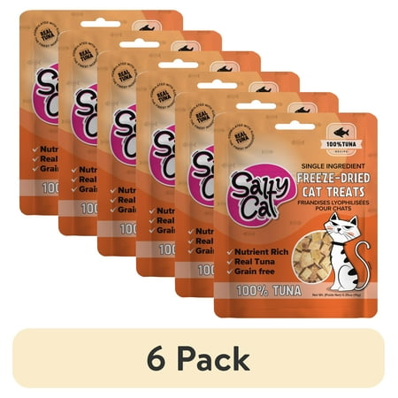 (6 pack) Salty Cat Freeze-Dried Tuna Flavor Crunchy Treats for Cats, 10g Bag