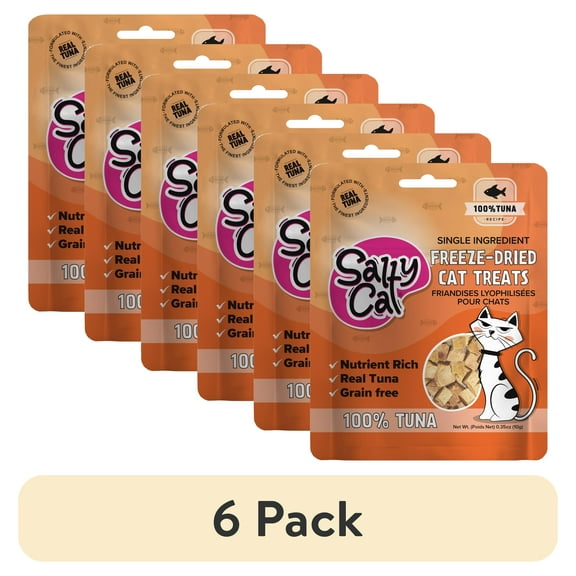 (6 pack) Salty Cat Freeze-Dried Tuna Flavor Crunchy Treats for Cats, 10g Bag