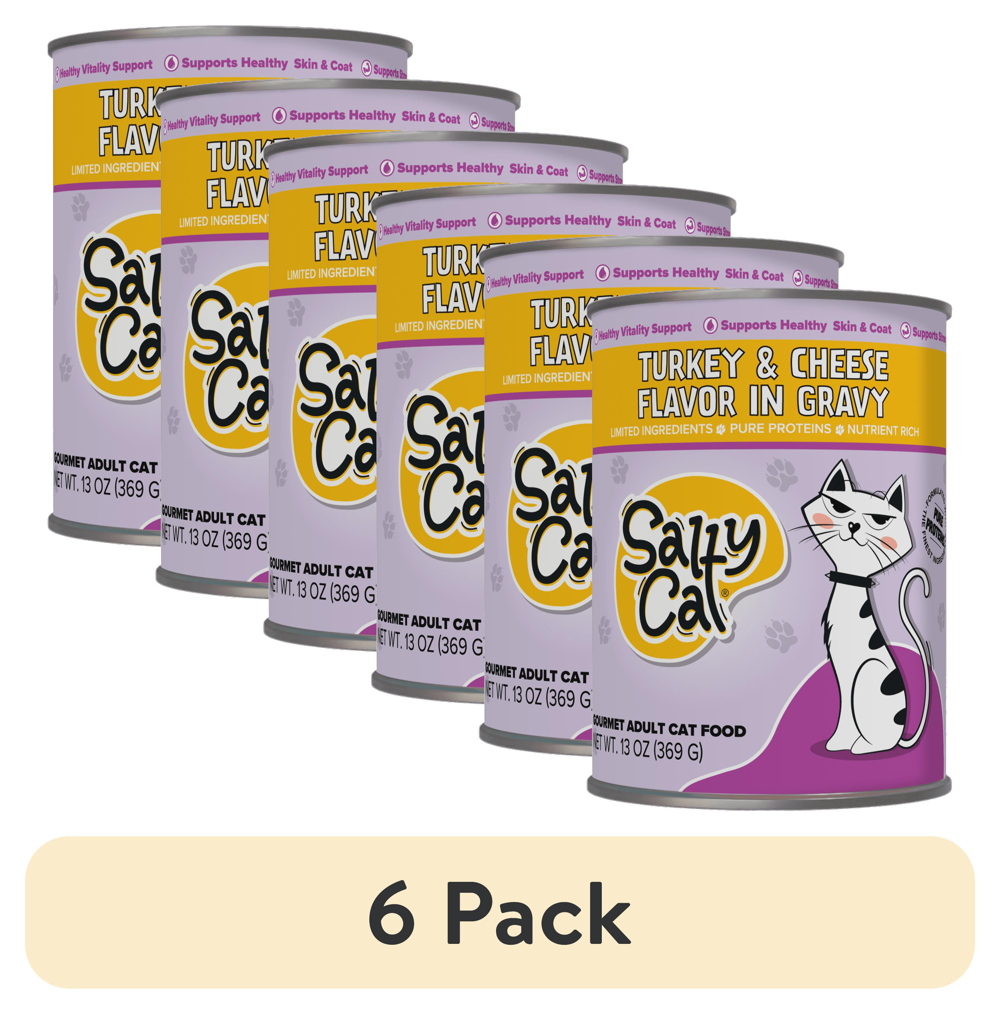 (6 pack) Salty Cat Turkey and Cheese Flavor in Gravy 13 oz
