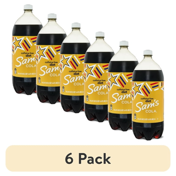 (6 pack) Sam's Cola Diet Caffeine-Free Soda, 2 Liter Bottle