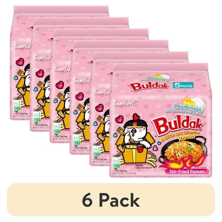 (6 pack) Samyang Spicy Chicken Noodle Carbonara Flavor Ramen, 4.58 oz, 5 Pack