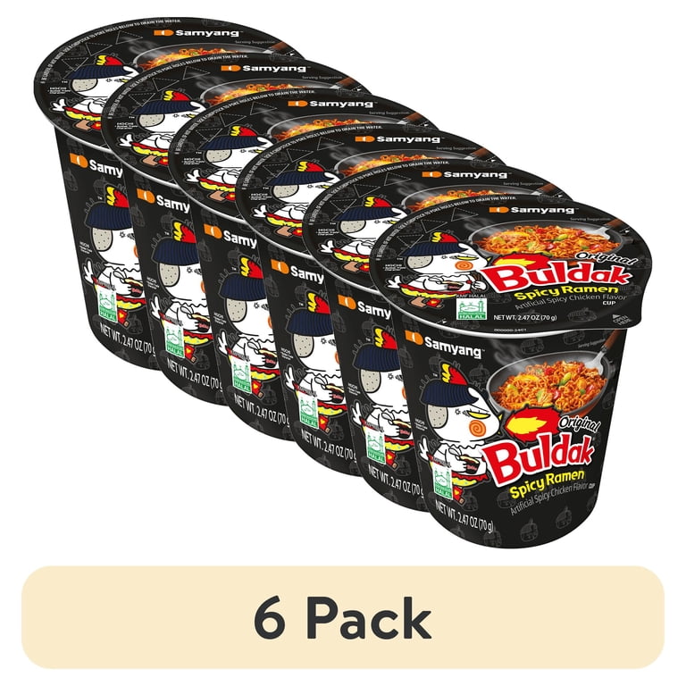 6 pack) Samyang Spicy Chicken Ramen Prepared Soup, 2.46 oz cup