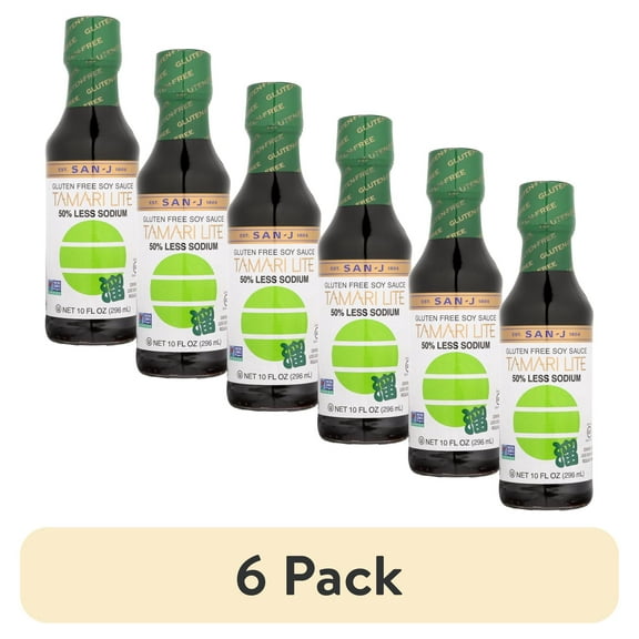 (6 pack) San J Tamari Soy Sauce Lite, 10 Fl Oz