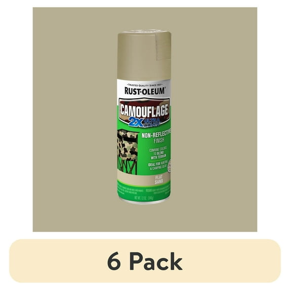(6 pack) Sand, Rust-Oleum Camouflage 2X Ultra Cover Spray Paint-339004, 12 oz