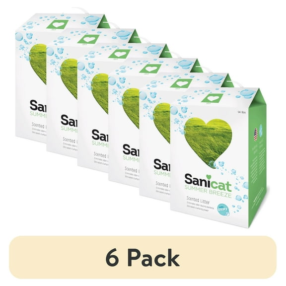(6 pack) Sanicat Summer Breeze Clumping Cat Litter with Oxify, 14 lb. Box