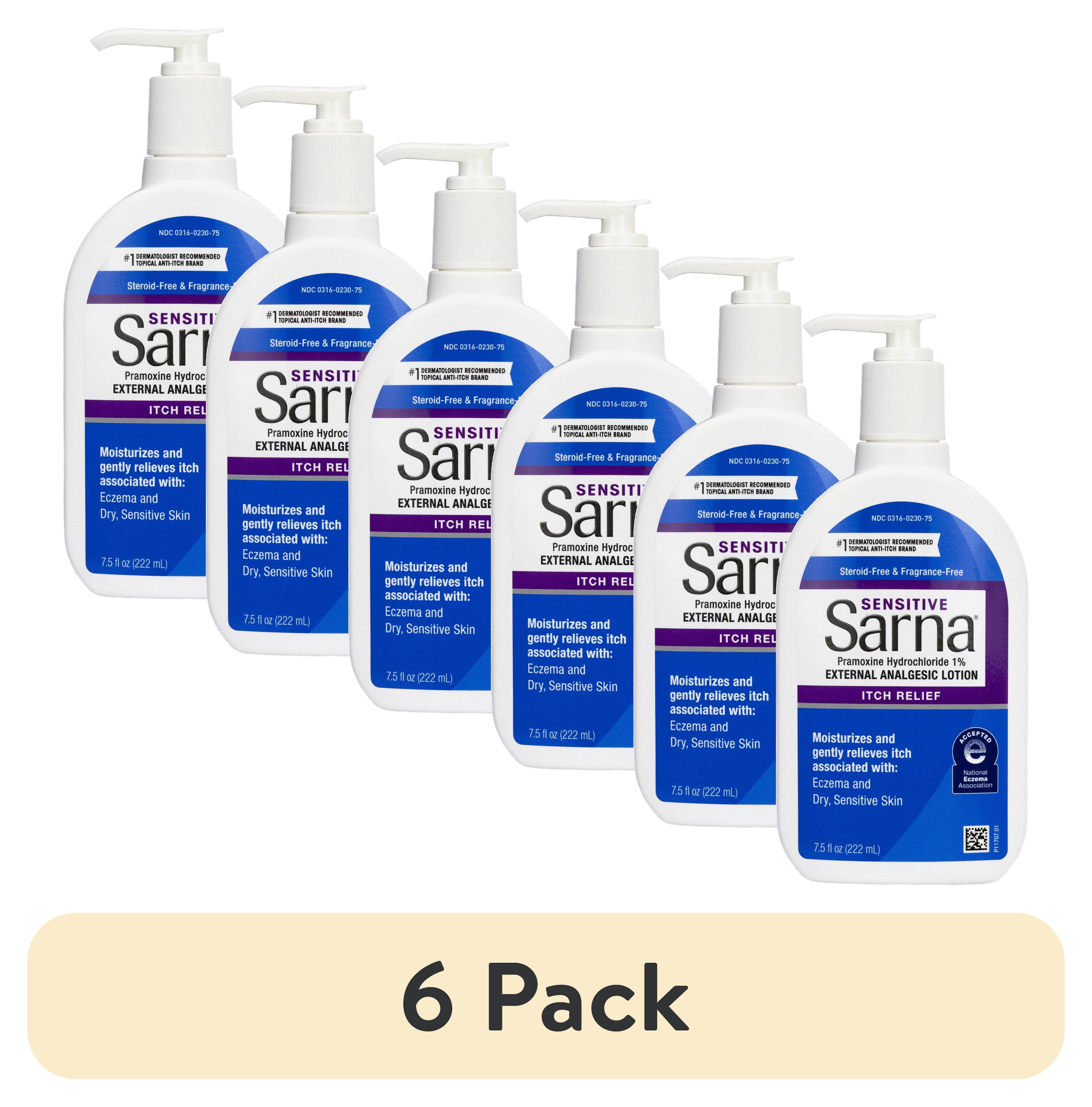 (6 pack) Sarna Sensitive Steroid-Free Anti-Itch Lotion, 7.5oz
