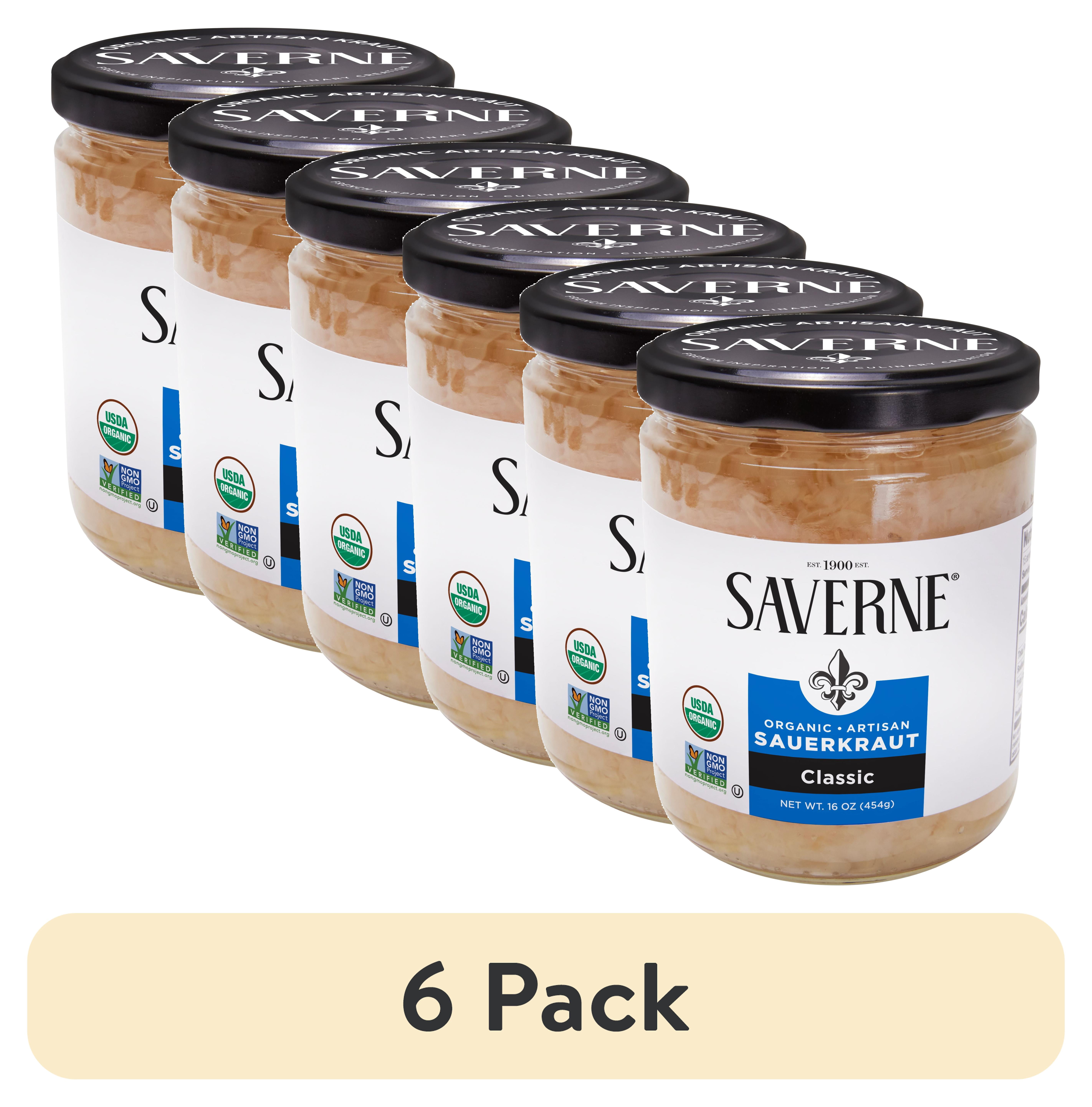 (6 pack) Saverne Organic Naturally Fermented Shredded Sauerkraut, 16 oz Jar