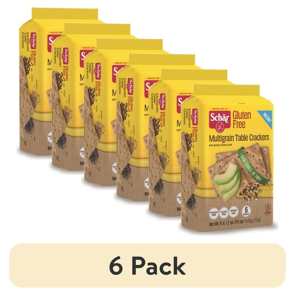 (6 pack) Schar Gluten Free Multigrain Table Cracker, Shelf-Stable, Foil-Sealed Bag, 7.4oz