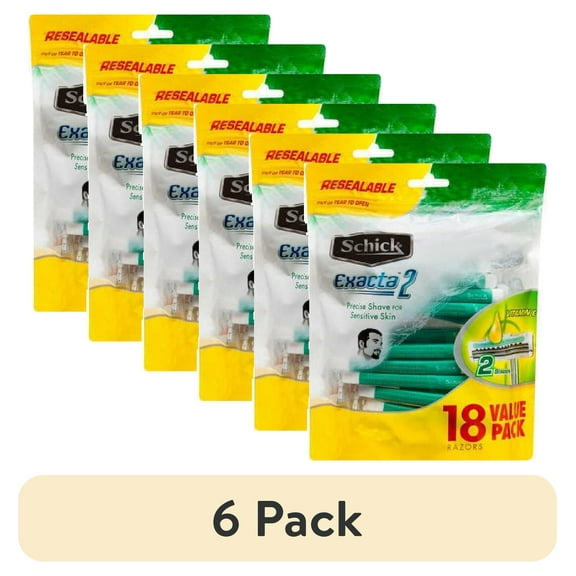 (6 pack) Schick Exacta 2 Sensitive Disposable Razors, 18 ct