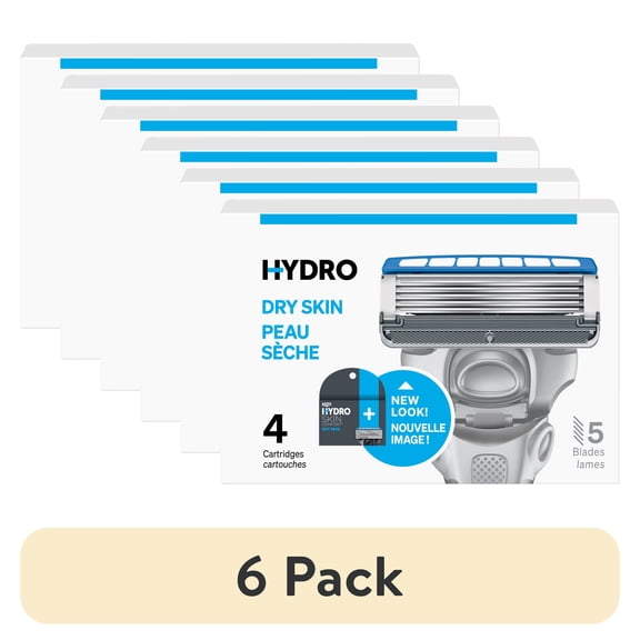 (6 pack) Schick Hydro Skin Comfort Dry Skin 5-Blade Men's Razor Refills, 4 Ct